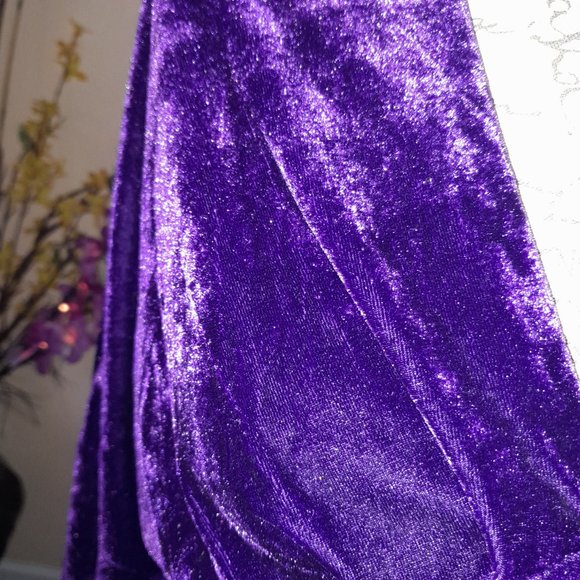 NWT Bridge Violet Velvet Open Back Tie Long Sleeve Zip Dolman Sleeve Party Dress - Picture 9 of 14